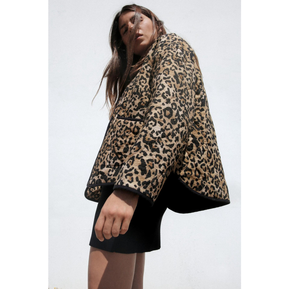 Zara Animal Print Puffer Jacket Size S - Picture 6 of 14